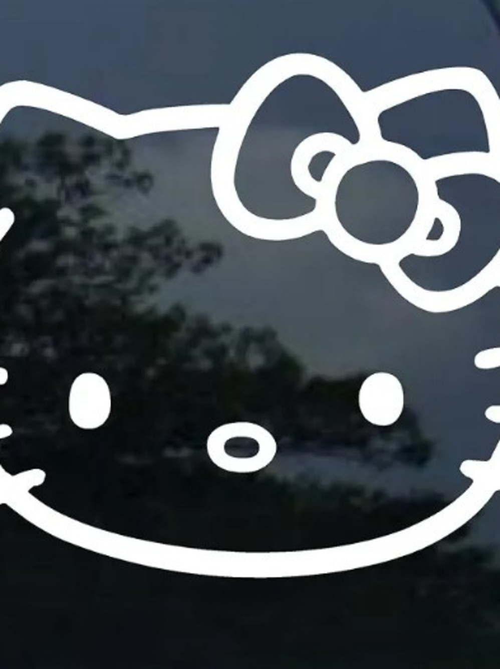 Hello Kitty White Outline Vinyl Decal - Cute Cartoon Face